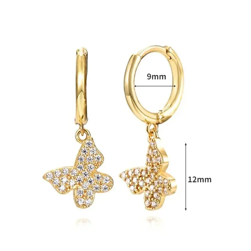 Women's 925 Sterling Silver Ear Needle Crystal Zircon Water Droplets Stud Hoop Gold Huggie Earrings Premium Luxury Party Jewelry