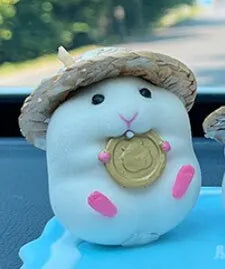 Cute Hamster with Straw Hat Car Ornament,Car Decoration Auto Interior Dashboard Accessories