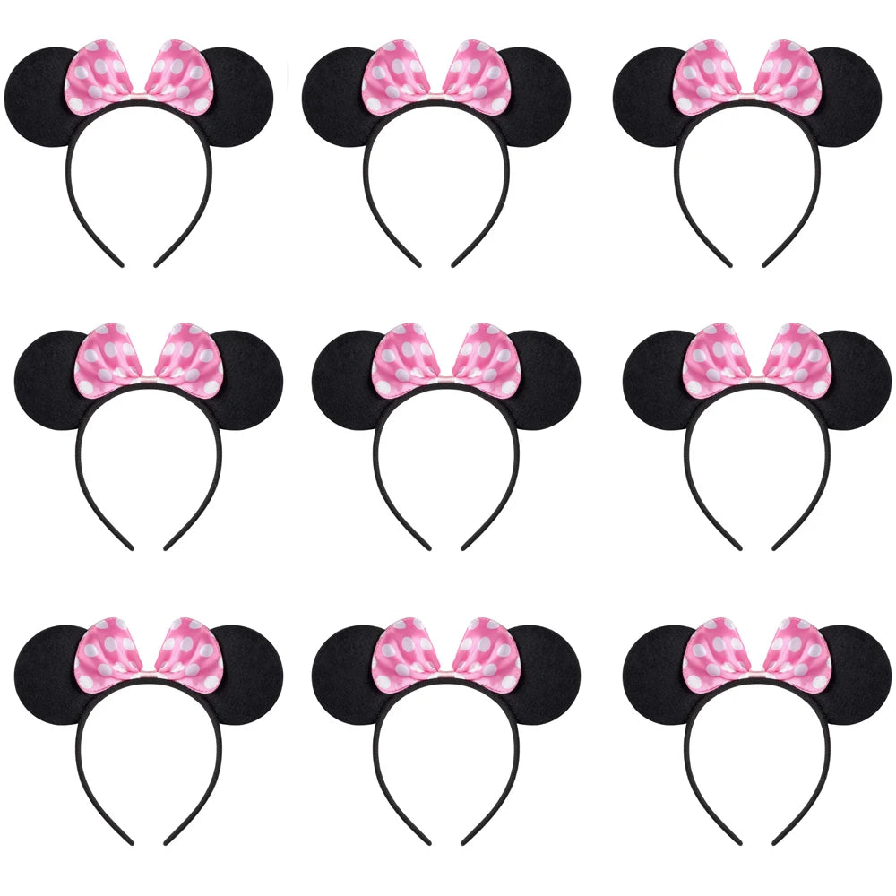 12PCS WholesaleWomen Girl Mouse Ears Headbands Hair Hoop Party Cosplay Bows Hairband Headwear Fashion Hair Accessories