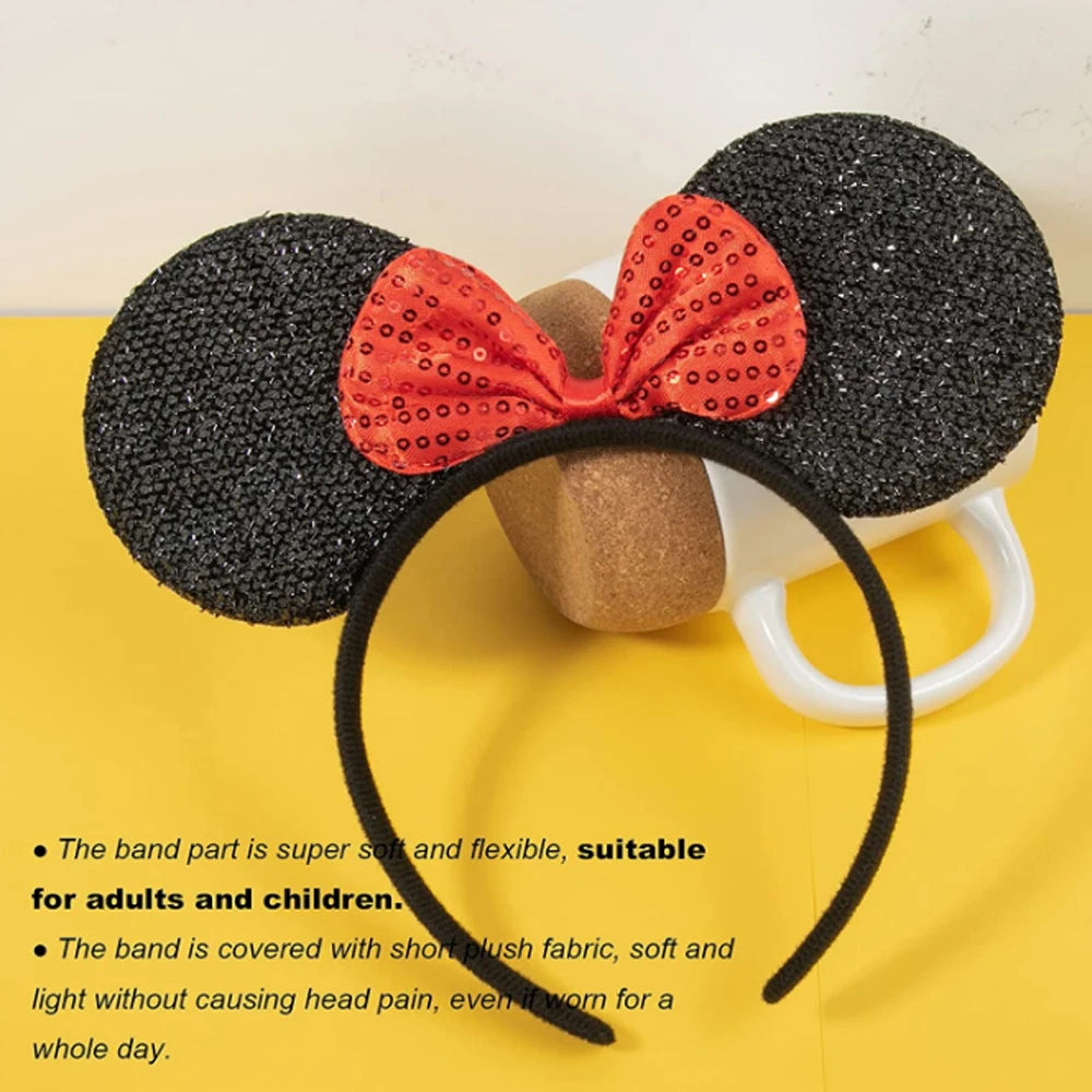 12PCS WholesaleWomen Girl Mouse Ears Headbands Hair Hoop Party Cosplay Bows Hairband Headwear Fashion Hair Accessories