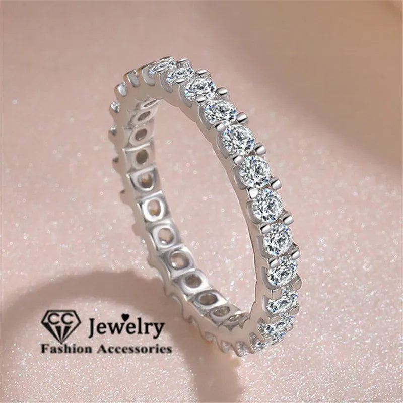 CC 女士戒指银色方晶锆石戒指白色宝石新娘结婚订婚时尚珠宝 Bijoux Femme CC1565