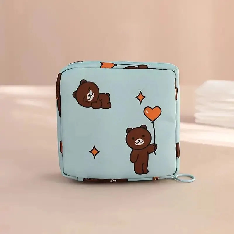 Women Sanitary Napkin Tampon Storage Bag Portable Waterproof Organizer Pouch Cartoon Pattern Sanitary Napkin Bag