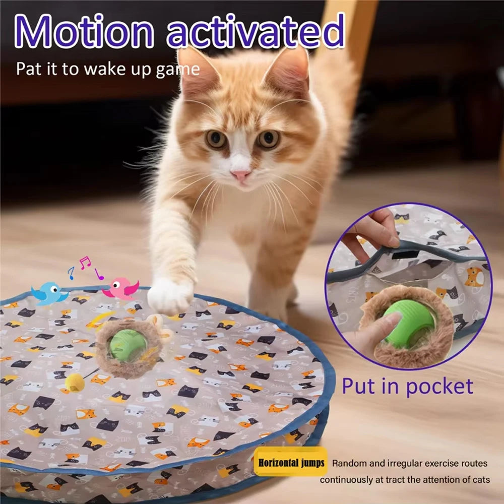 Interactive Cat Toys Ball Fast Rolling in Pouch Hide and Seek Kitten Toy Motion Activated Interactive Cat Toy for Indoor New