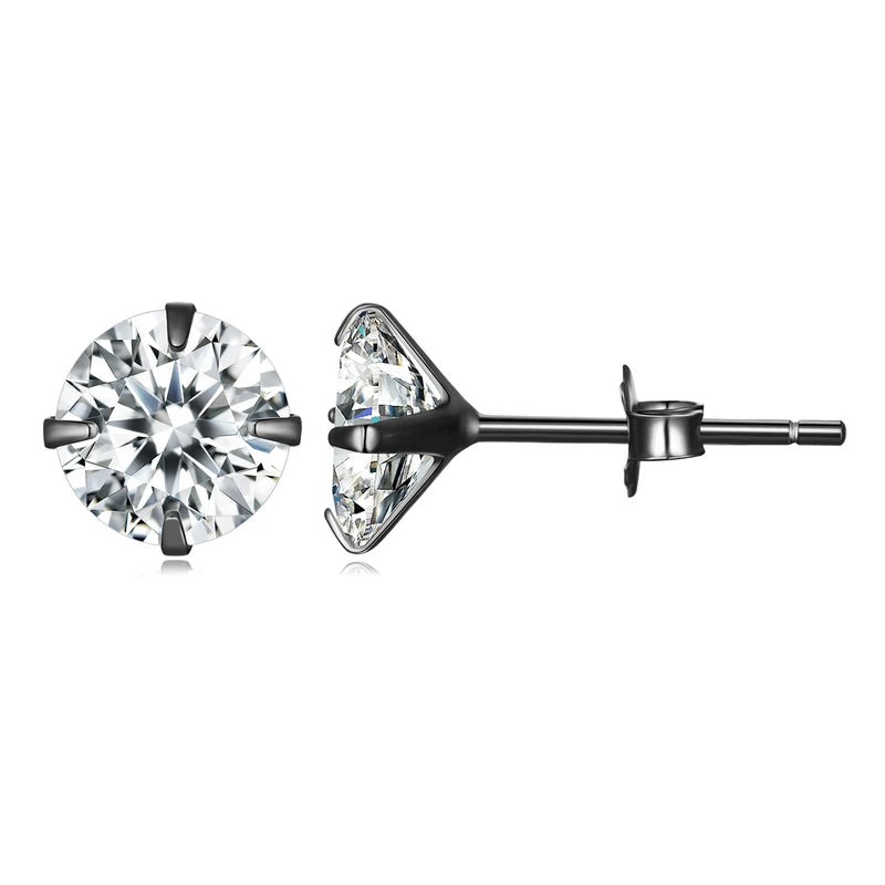 bamoer CZ Stud Earrings 925 Sterling Silver Platinum Plated Round Cubic Zirconia Hypoallergenic Earrings 4mm 5mm 6mm 7mm BSE166