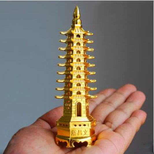 Feng Shui Alloy 3D Model China Wenchang Pagoda Tower Crafts Statue Souvenir Home Decoration Metal Handicraft