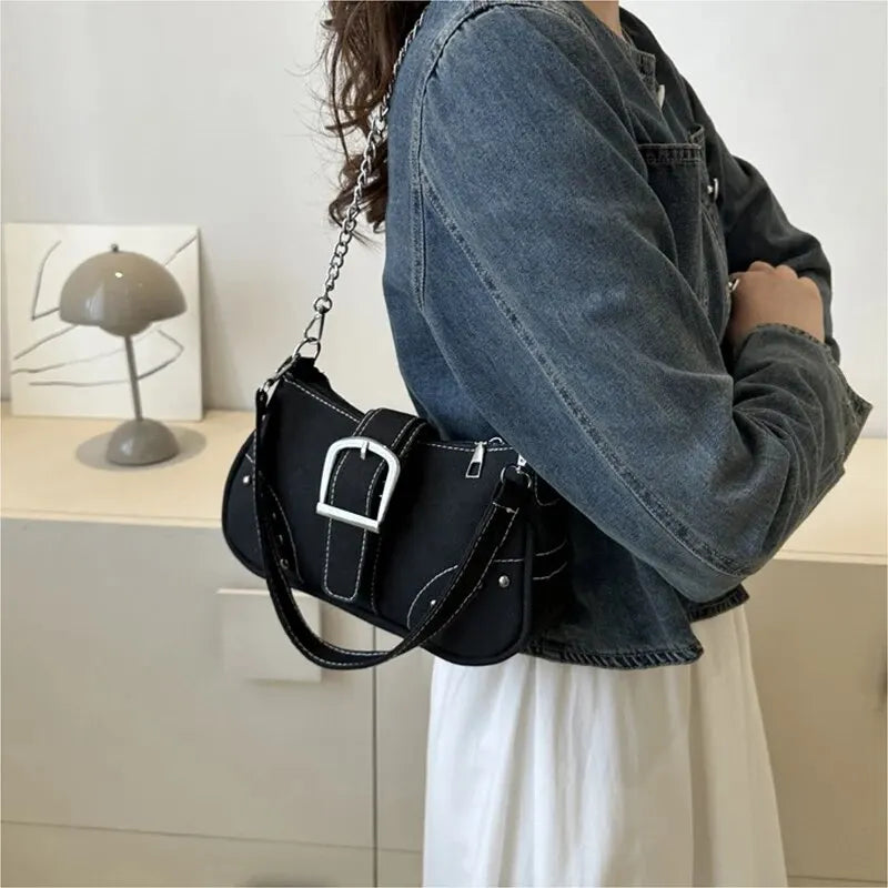 Simple Retro Underarm Bag Fashionable Trend Casual Shoulder Bag Canvas Casual Texture Crossbody Bag for Women