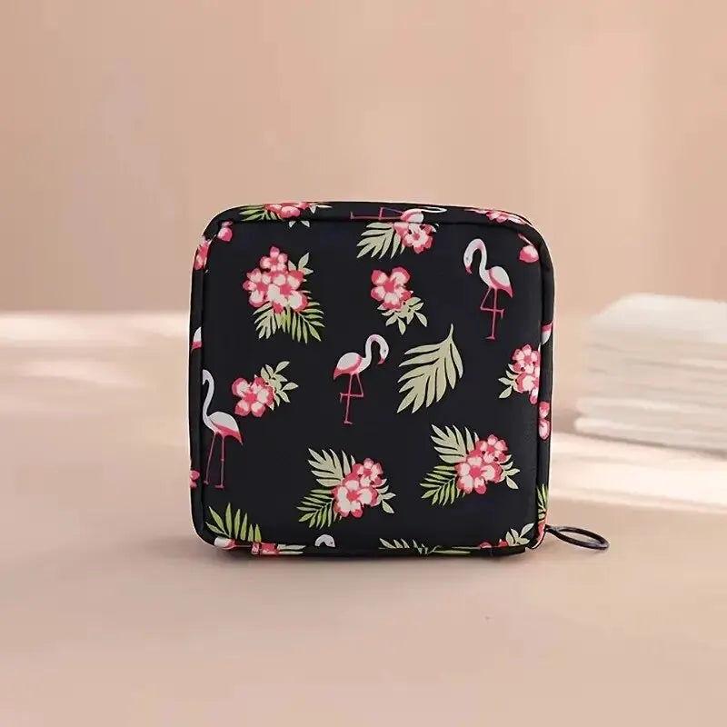 Women Sanitary Napkin Tampon Storage Bag Portable Waterproof Organizer Pouch Cartoon Pattern Sanitary Napkin Bag