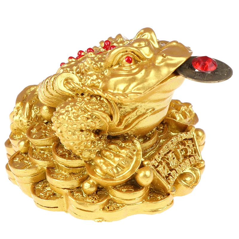 Feng Shui Toad Money LUCKY Fortune Wealth Chinese Golden Frog Toad Coin Tabletop Ornaments Lucky Gifts Car Ornament