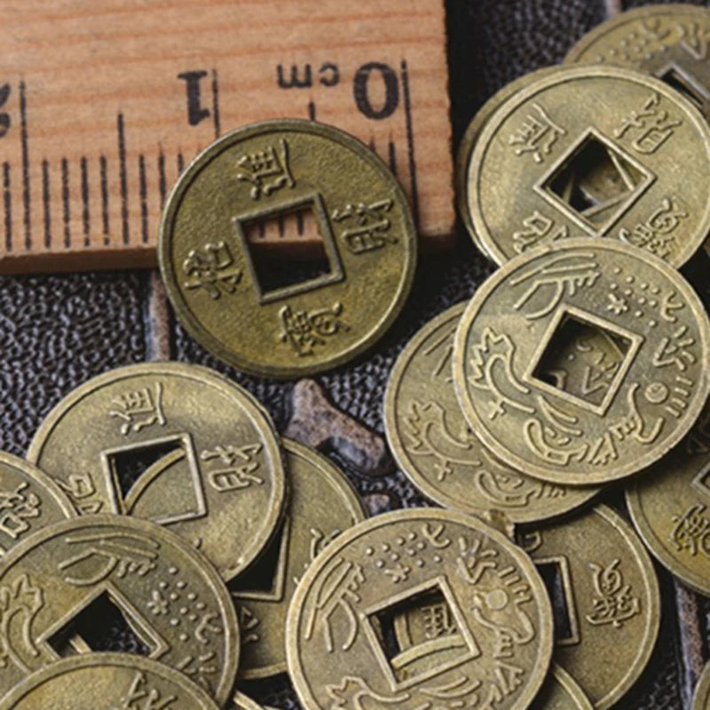 100Pcs Chinese Feng Shui Lucky Ching/Ancient Coins Set Educational Ten Emperors Antique Fortune Money Coin Luck Fortune Wealth
