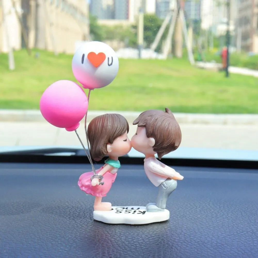 Couple Cute Ornaments for Car, Car Decoration Cute Cartoon Couples Action, Cartoon Car Dashboard Decorations, Cute Lovely Kiss C