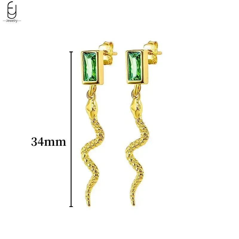 925 Sterling Silver Needle Green Zircon Gold Earrings Heart Hoop Earrings for Women Delicate Stud Earrings Luxury Jewelry Gifts