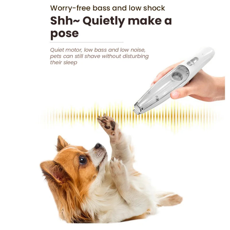 Dog Hair Trimmer Transparent Storage bin Rechargeable mute Pet Foot Hair Trimmer LED lamp Dog Grooming Clippers for Dog Hair