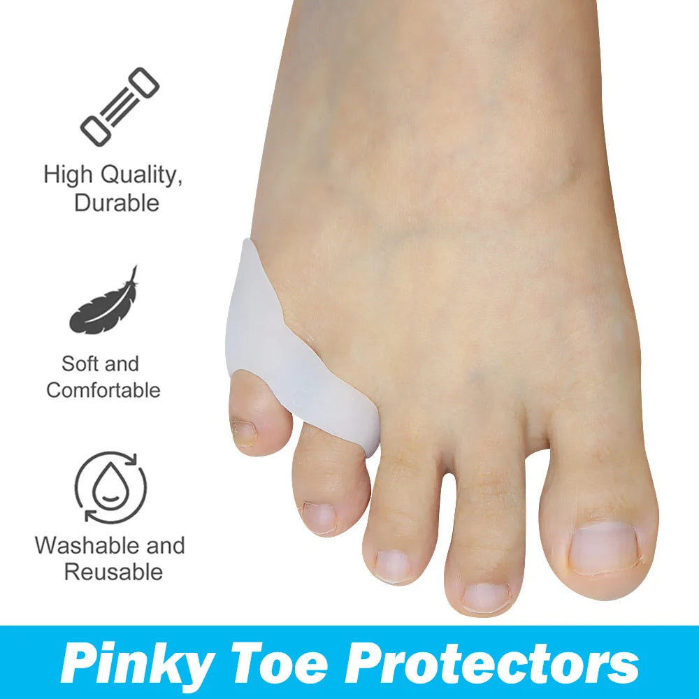 Pexmen 2Pcs Gel Pinky Toe Separator Spacer Little Toe Corrector Protector Reduce Foot Pain Relief for Callus Corns and Blisters