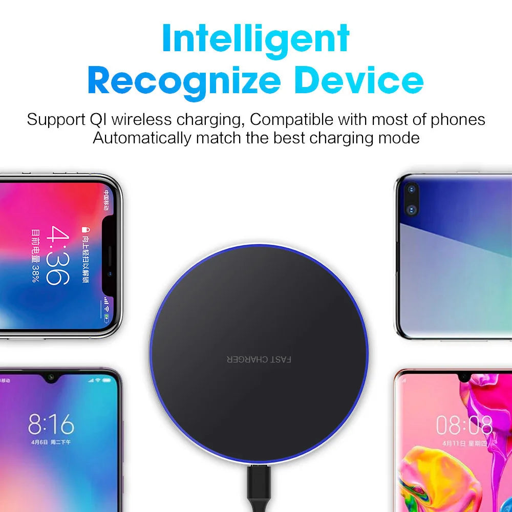 60W Wireless Charger Pad For iPhone 15 14 13 12 11 X Pro Max XR 8 Samsung Xiaomi Huawei LG Phone Fast Charging Docking Station