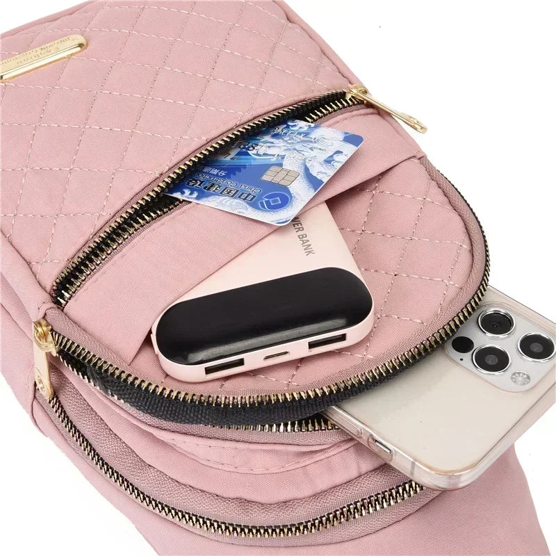 Women Pink Chest Bag 2024 Ladies Waterproof White Chest Backpack Shoulder Bag Oxford Cloth Crossbody Bag Cycling Sports Backpack