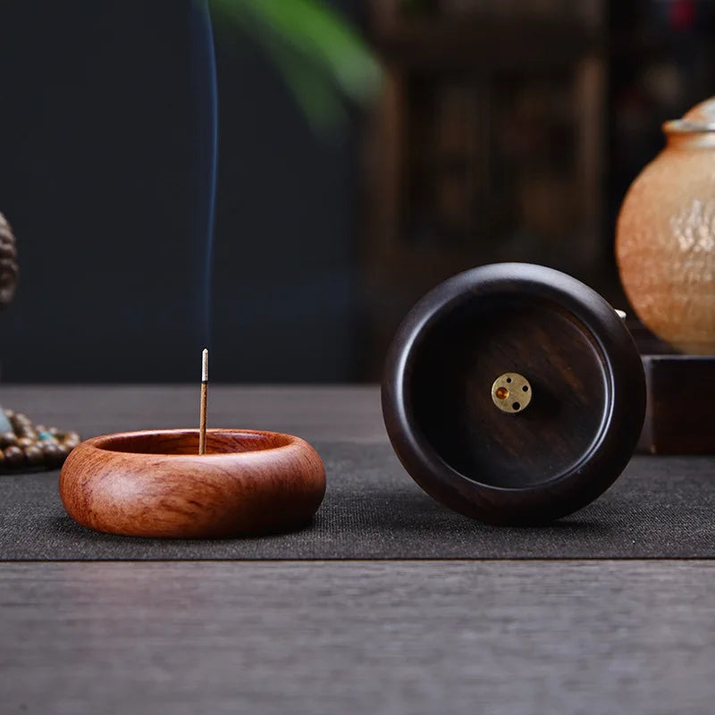 FY small black sandalwood wooden incense holder with 4 different size of caliber household stick incense burners