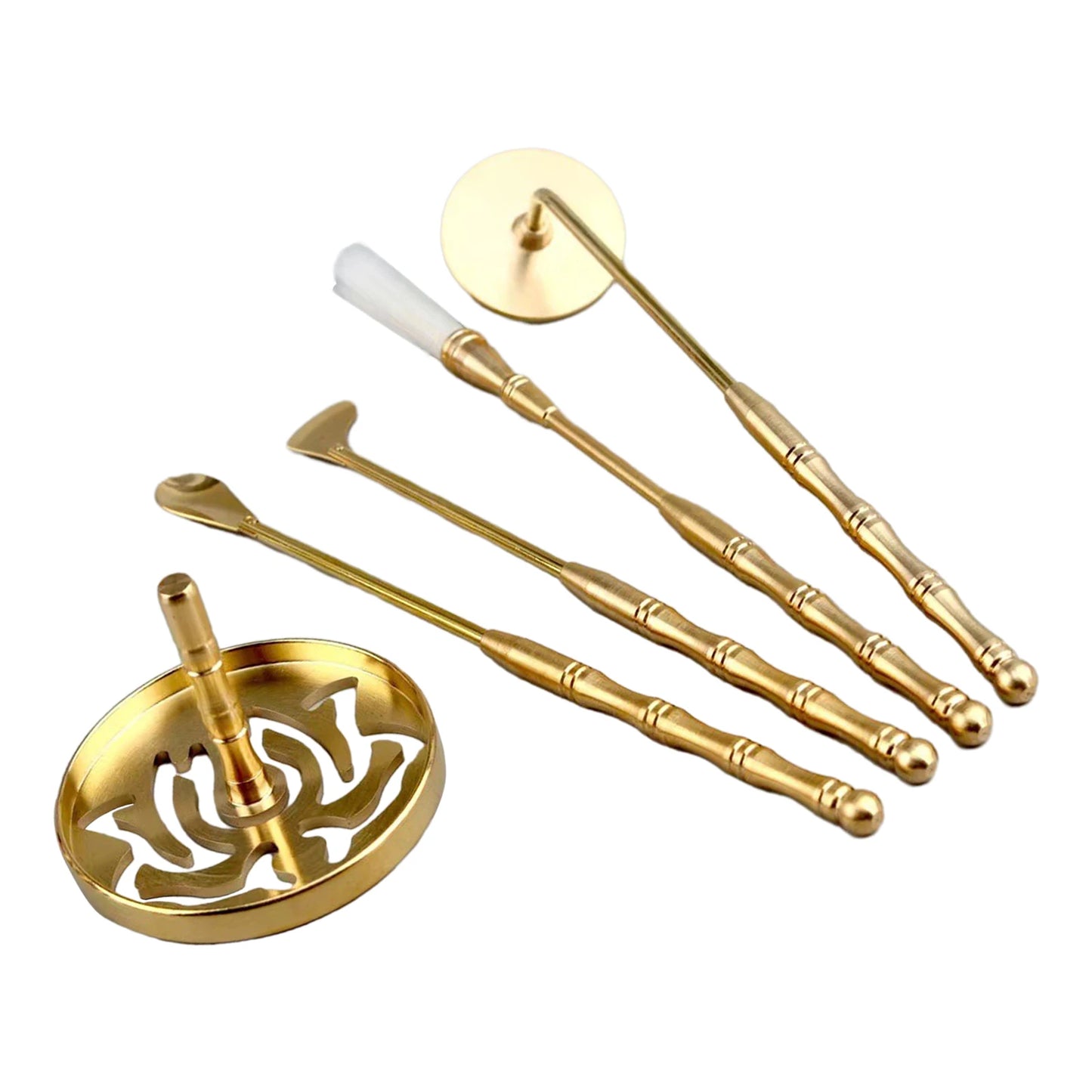 5Pcs Incense Making Set Chinese Incense Ceremony Set for Holidays Party Incense Making Set Brass Incense Tool Set