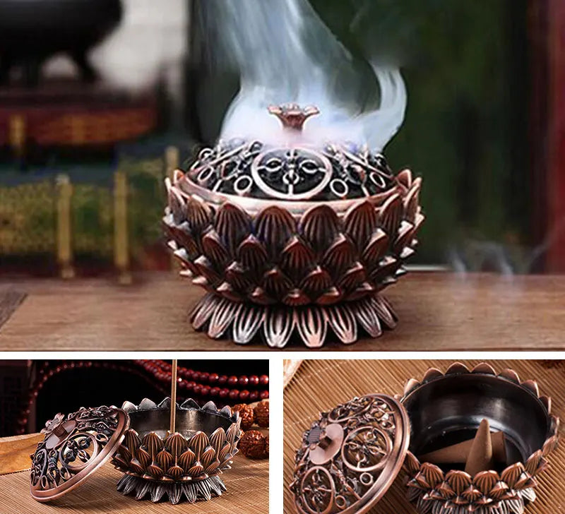 Retro Lotus Incense Burners Dragon Incense Holder Incense Burner Mini Sandalwood Censer Home Office Decor Decoration Craft