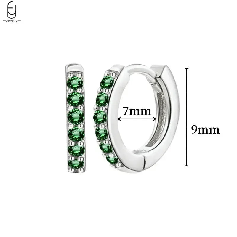 925 Sterling Silver Needle Green Zircon Gold Earrings Heart Hoop Earrings for Women Delicate Stud Earrings Luxury Jewelry Gifts