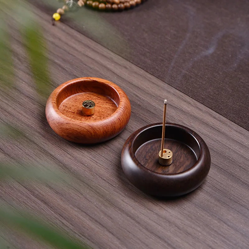 FY small black sandalwood wooden incense holder with 4 different size of caliber household stick incense burners