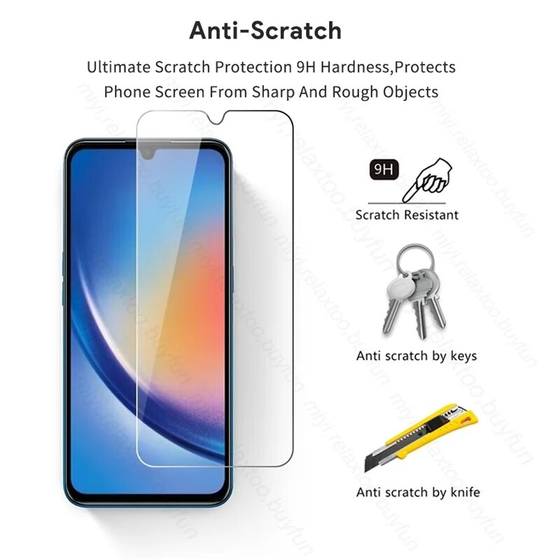 2PCS Full Tempered Glass For Samsung Galaxy A34 A 34 5G 2023 A346B 6.6" 9H Screen Protector Explosion-Proof HD Film Guard Cover