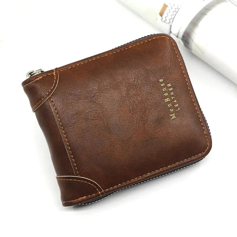 Four Seasons Unisex Retro Zipper Wallet Short Casual Classic Simple Fashion Large Capacity Card Bag Coin Storage