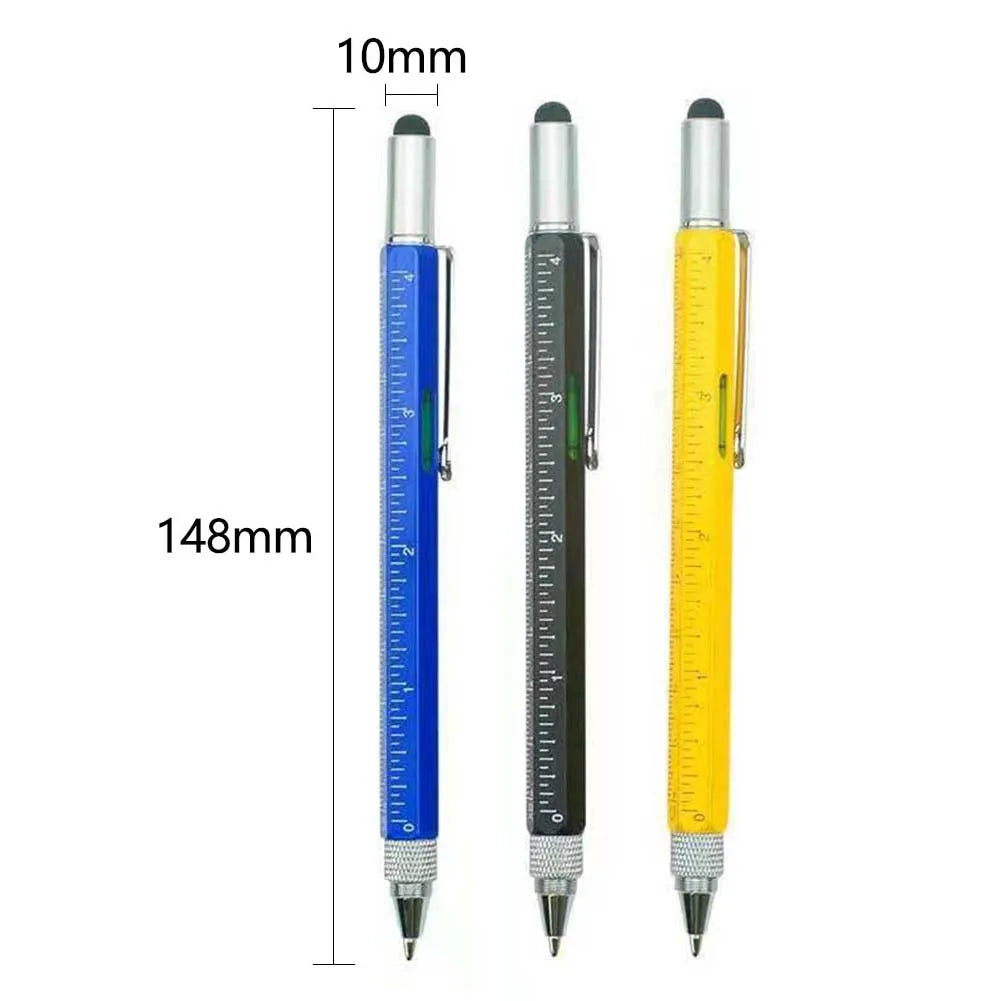 Multi-function Tool Pen Spirit Level Scale Touch Screen 6in1 Metal Ballpoint Pen For Construction Engineers Carpenters Carpenter