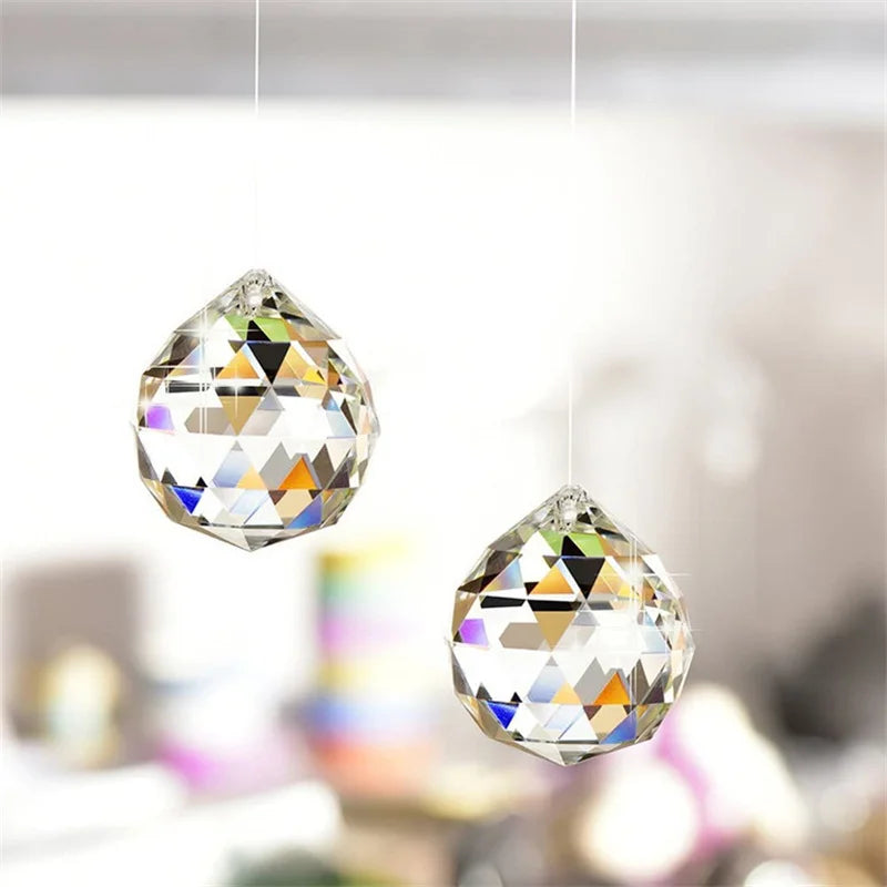 15/20/30mm K9 Clear Crystal Faceted Ball Feng Shui Pendant Lamp Prism Chandelier Pats Sun Catcher Home Wedding Party Decoration