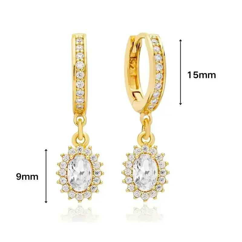 Women's 925 Sterling Silver Ear Needle Crystal Zircon Water Droplets Stud Hoop Gold Huggie Earrings Premium Luxury Party Jewelry