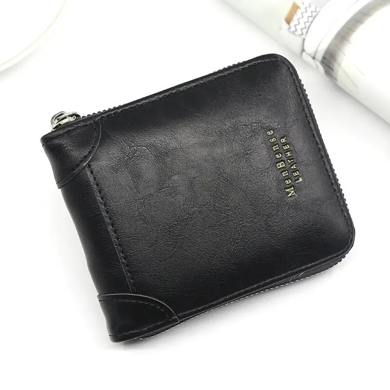 Four Seasons Unisex Retro Zipper Wallet Short Casual Classic Simple Fashion Large Capacity Card Bag Coin Storage