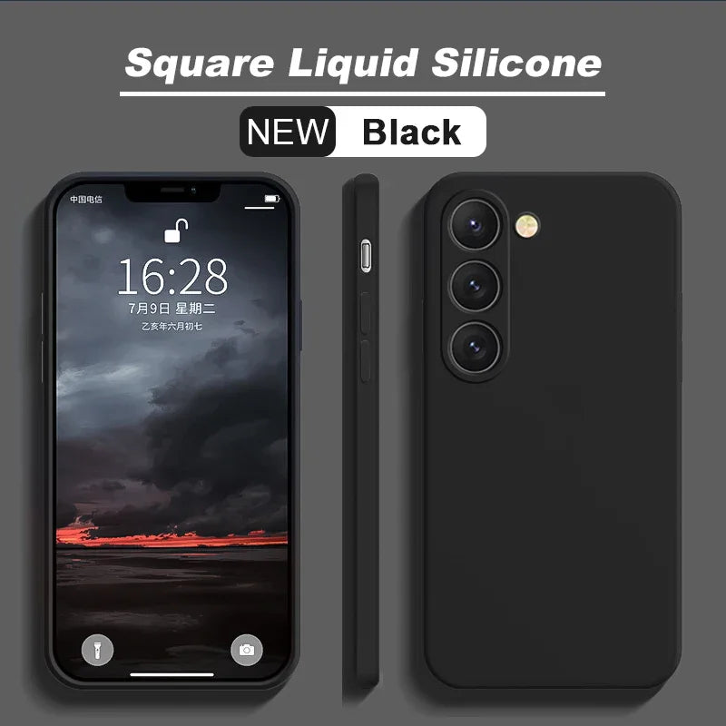 New Square Liquid Silicone Case For Samsung Galaxy S24 S23 S22 S21 S20 Ultra Plus FE A54 A53 A52 A73 5G 4G Shockproof Soft Cover