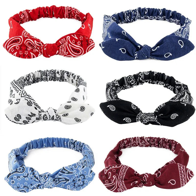 New Boho Women Soft Solid Print Headbands Vintage Cross Knot Elastic Hairbands Turban Bandanas Girls Hair Bands Hair Accessories