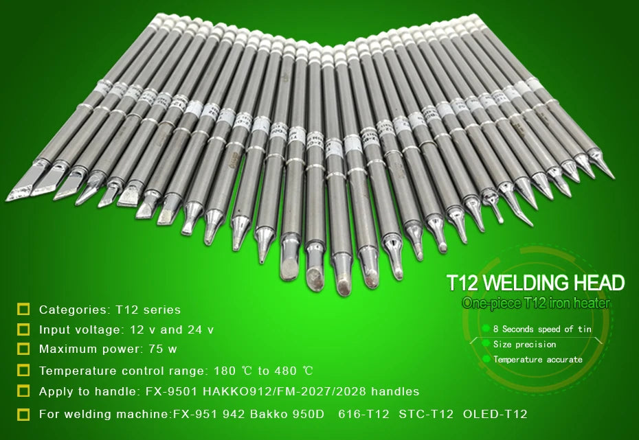 1pc T12 Soldering Iron tips Replacement Various models of Tip Electric Soldering Iron Tip T12- D4  D52 J02 JS02 BC3 CF4 KF KL