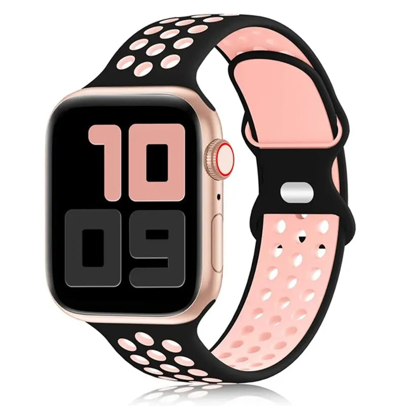 Sport Strap For Apple Watch Bands 44mm 45mm Ultra 2 49mm 40mm 41mm 42mm 45 44mm Silicone Bracelet IWatch Series 9 8 SE 7 3 Band