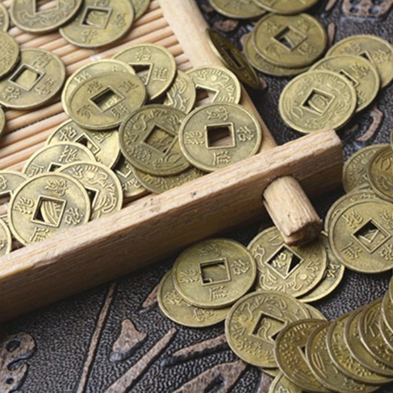 100Pcs Chinese Feng Shui Lucky Ching/Ancient Coins Set Educational Ten Emperors Antique Fortune Money Coin Luck Fortune Wealth