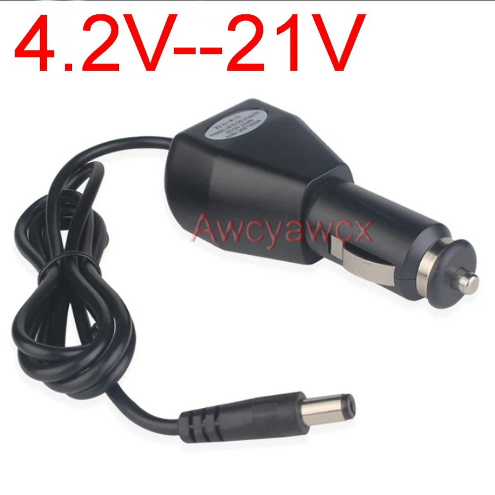 Car Charger DC 4.2V 8.4V 12.6V 16.8V 21V 1A 1000mA 18650 Li-ion LiPo Battery Smart Electric Wrench 12V-24V power Cables