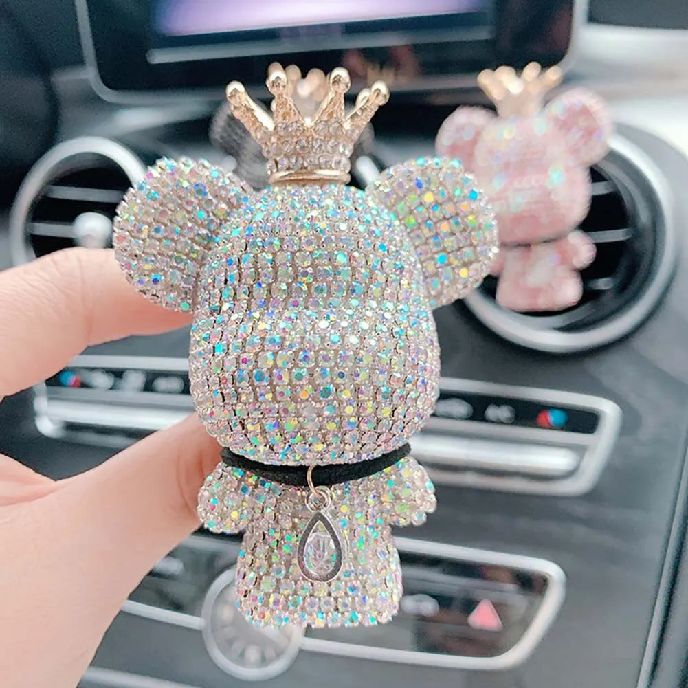 Creative Crown Diamond Cute Bear Car Fragrance Perfume Clip Air Outlet Aroma Air Fresher Decoration Accessories Aromatherapy