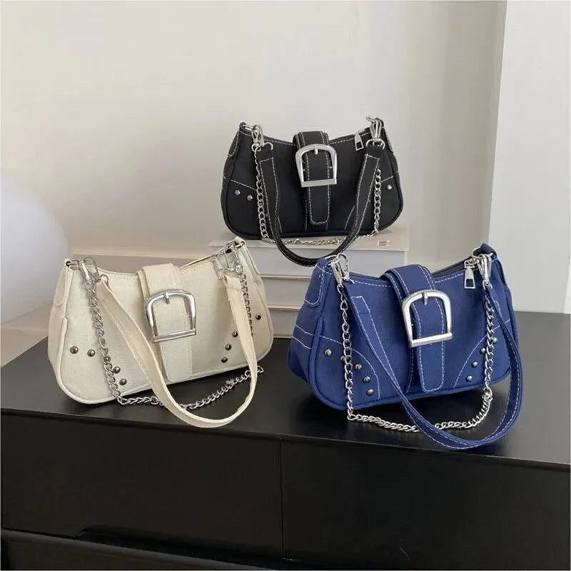 Simple Retro Underarm Bag Fashionable Trend Casual Shoulder Bag Canvas Casual Texture Crossbody Bag for Women