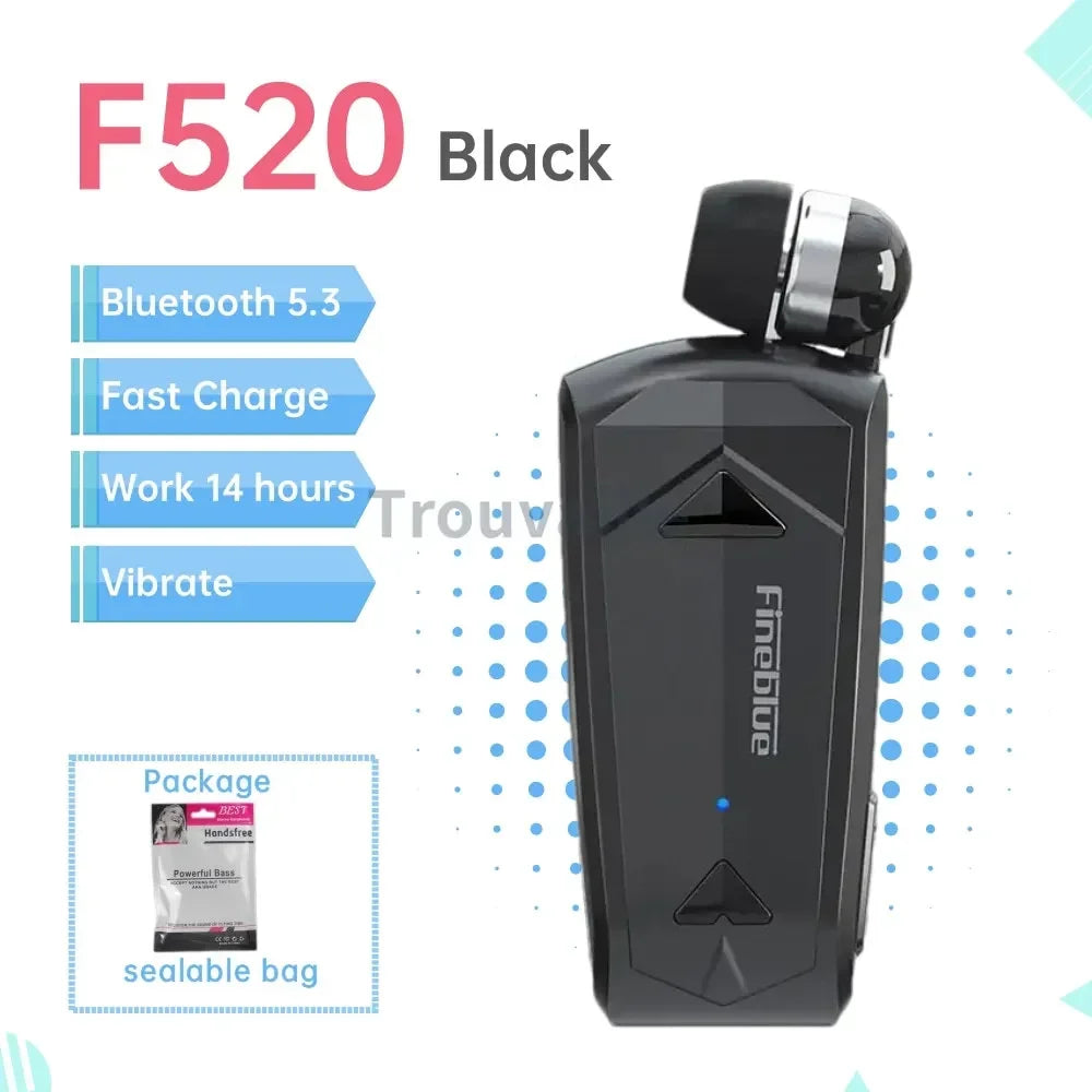 Fineblue F920 Wireless Bluetooth Headset Heaphones in Lotus Earphone with Clip Handsfree Retractable Earphones F520 F580 K55 K65