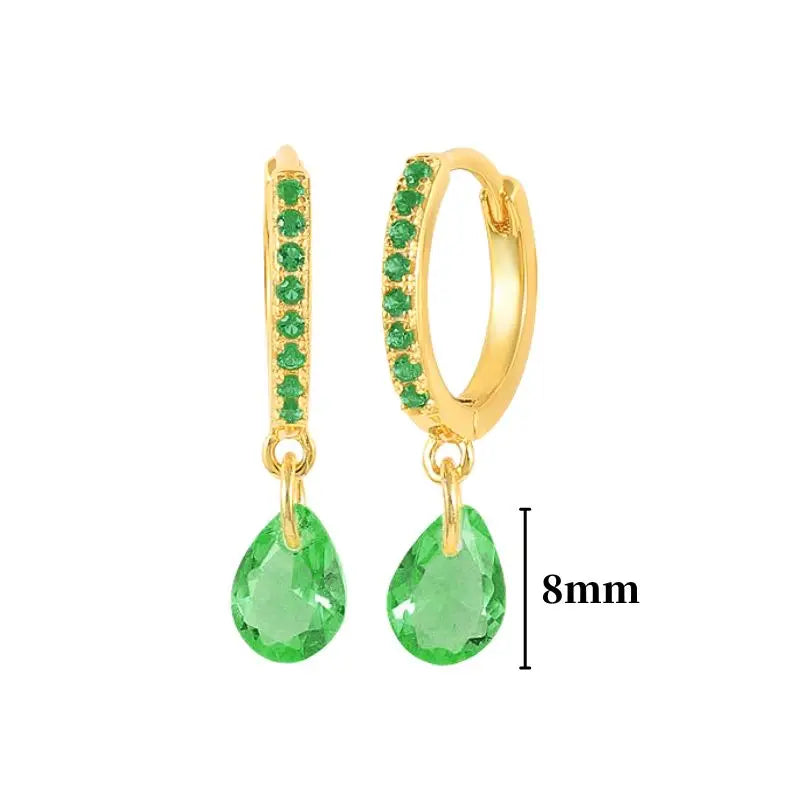 925 Sterling Silver Needle Green Zircon Gold Earrings Heart Hoop Earrings for Women Delicate Stud Earrings Luxury Jewelry Gifts