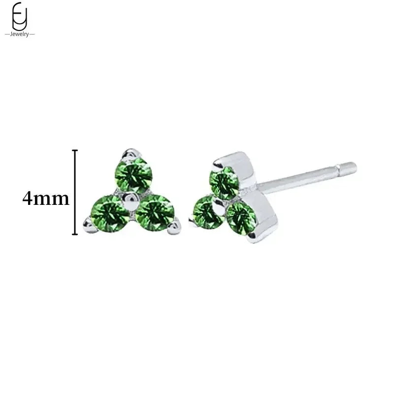 925 Sterling Silver Needle Green Zircon Gold Earrings Heart Hoop Earrings for Women Delicate Stud Earrings Luxury Jewelry Gifts