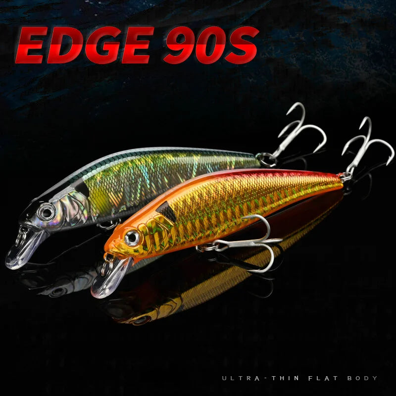 ALLBLUE EDGE 90S Heavy Sinking Minnow Flat Wobbler Fishing Lure 90mm/15.5g Artificial Hard Bait Crankbait Trout Bass Tackle Gear