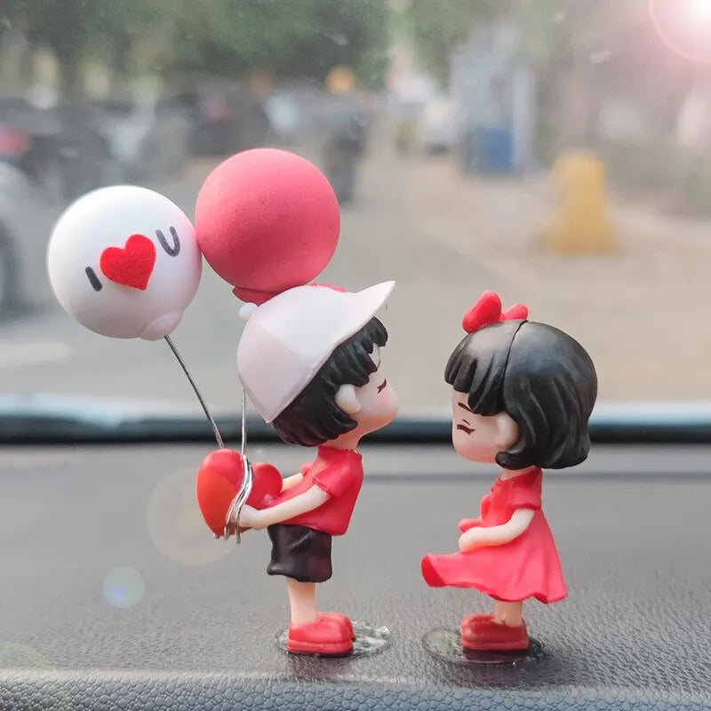 Couple Cute Ornaments for Car, Car Decoration Cute Cartoon Couples Action, Cartoon Car Dashboard Decorations, Cute Lovely Kiss C