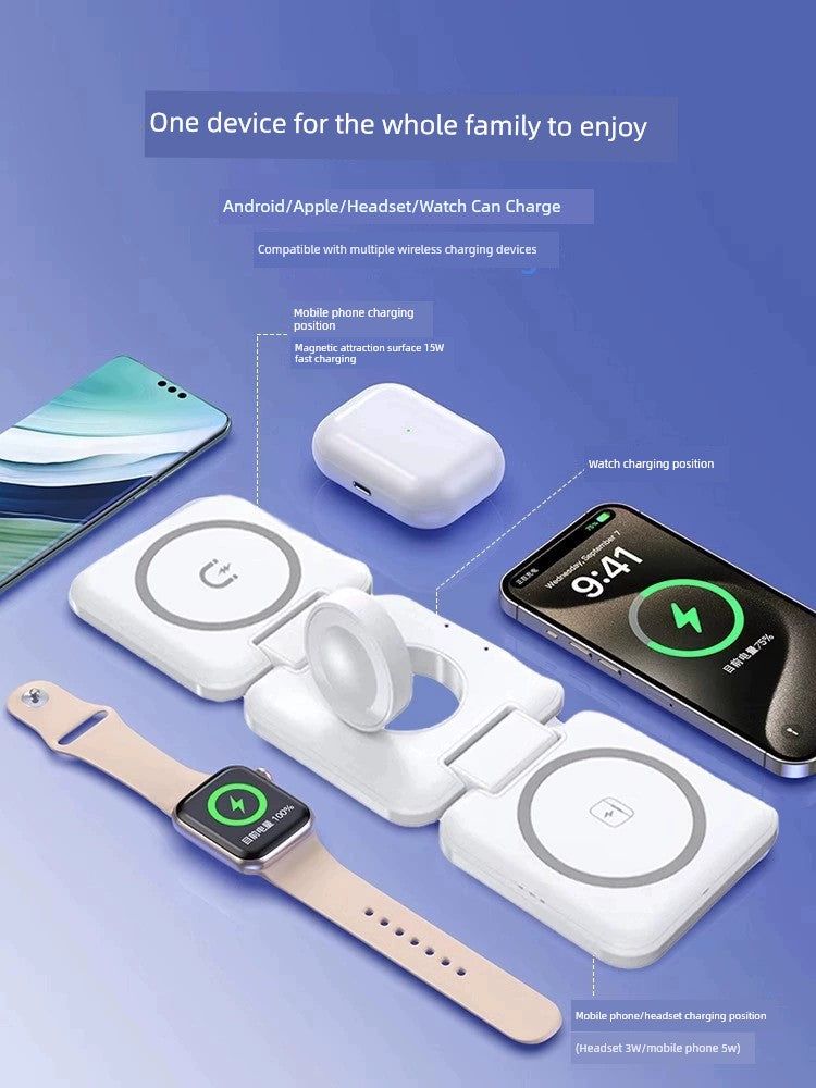 Three-in-One Wireless Charger Base Headset Apple