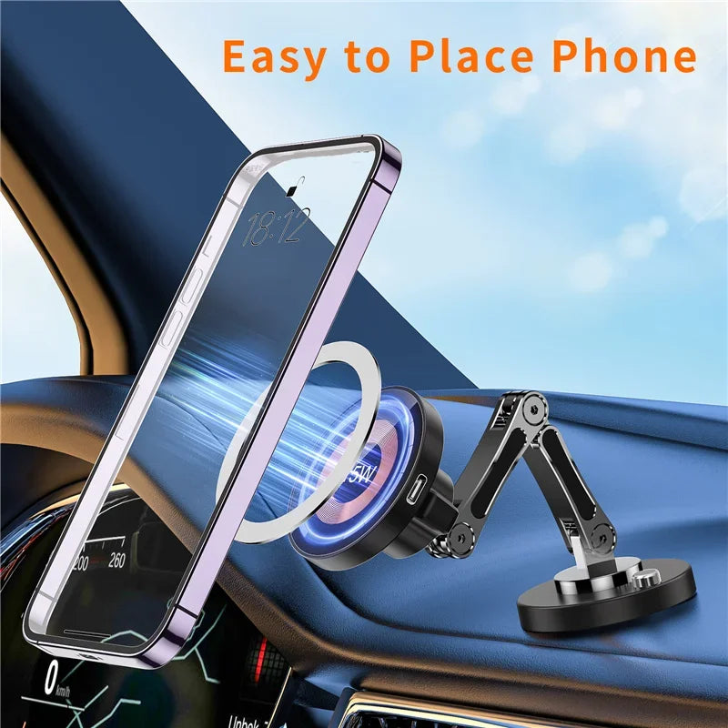 Magnetic Car Wireless Charger Stand Magnet Car Mount Fast Charging Station Phone Holder Bracket For iPhone 15 14 13 12 Pro Max