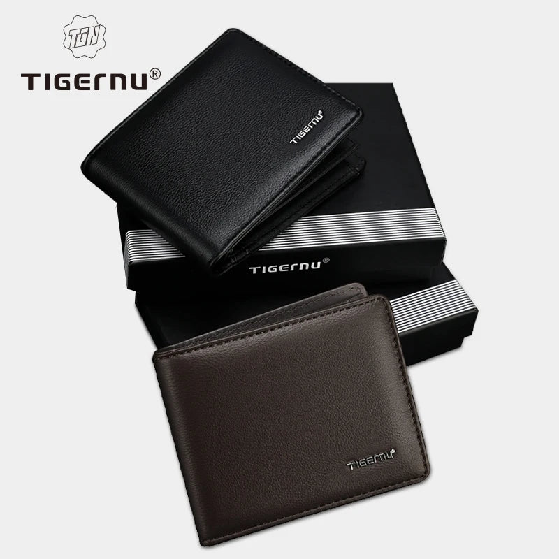 Tigernu Men's Wallet PU Leather Purse Fashion Men Short Wallet Business Credit Card Holder Male Small Money Bags With Gift Box