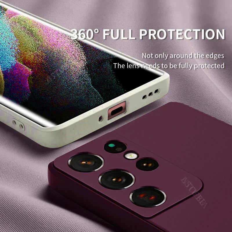 New Square Liquid Silicone Case For Samsung Galaxy S24 S23 S22 S21 S20 Ultra Plus FE A54 A53 A52 A73 5G 4G Shockproof Soft Cover