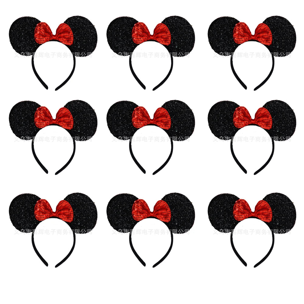 12PCS WholesaleWomen Girl Mouse Ears Headbands Hair Hoop Party Cosplay Bows Hairband Headwear Fashion Hair Accessories