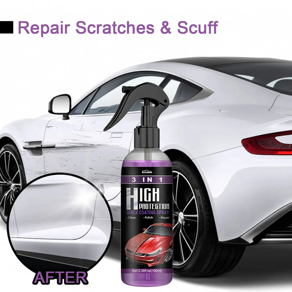 3 in 1 High Protection Quick Ceramic Coating Nano Spray Car Coating Wax Polishing Spray Plastic Refresh Fast Fine Scratch Repair