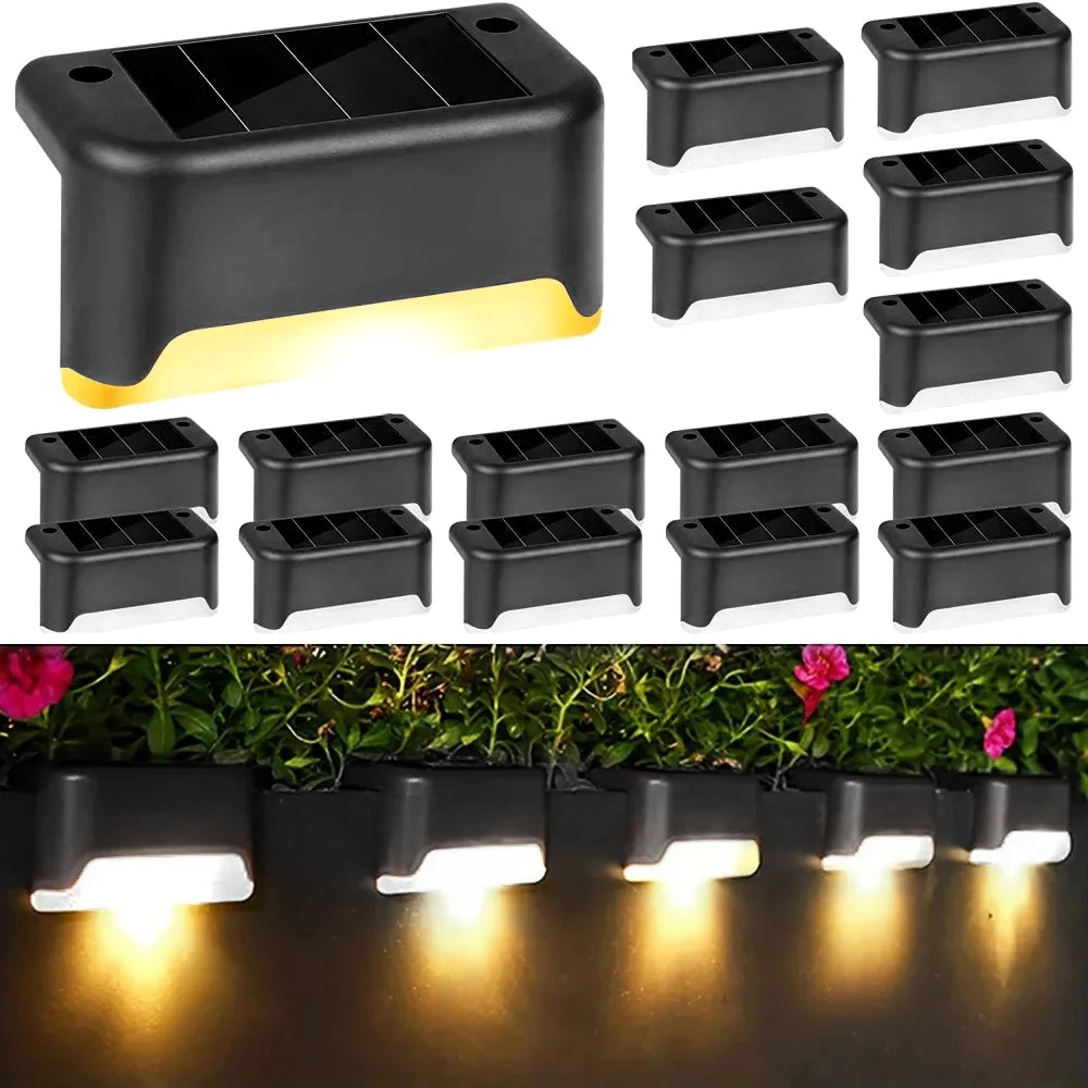 4Pack LED Solar Stair Light Lamp Waterproof Passage Courtyard Guardrail Step Night Light for Outdoor Garden Borders Terrace